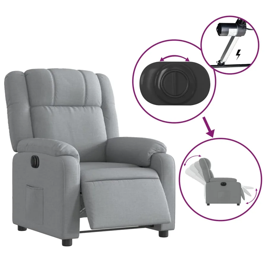 Fauteuil inclinable électrique Gris clair Tissu - 6