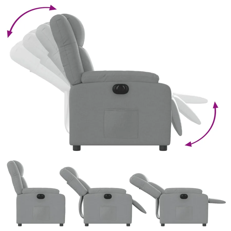 Fauteuil inclinable électrique Gris clair Tissu - 7
