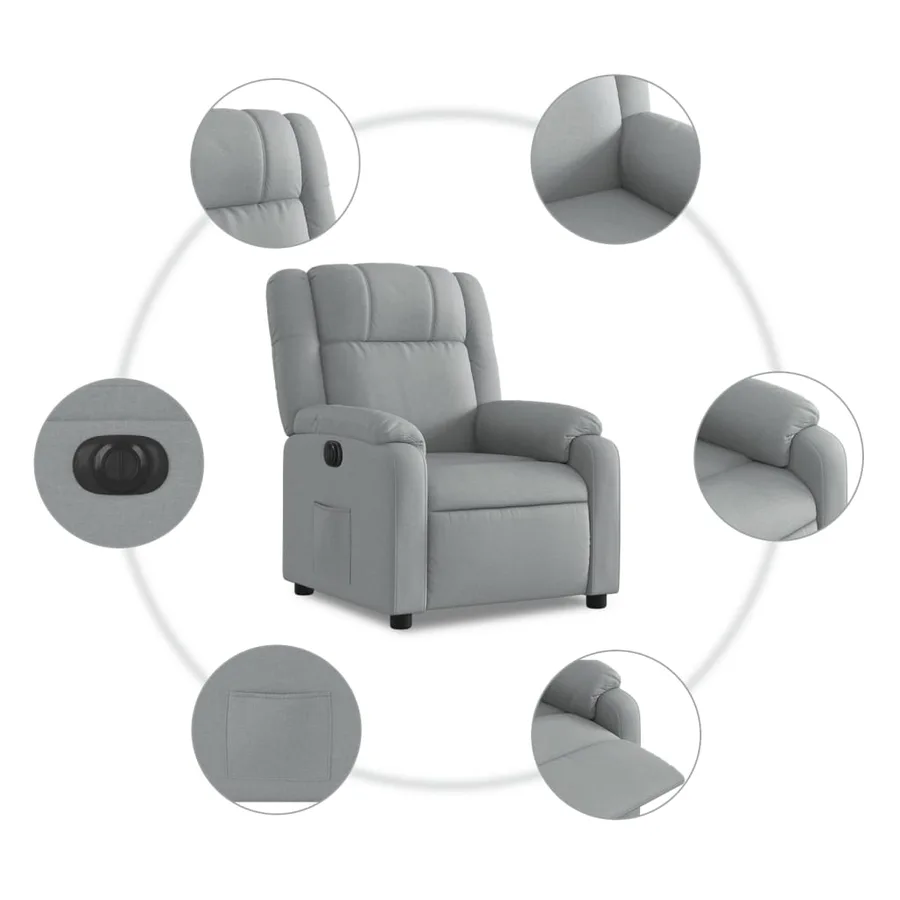 Fauteuil inclinable électrique Gris clair Tissu - 8