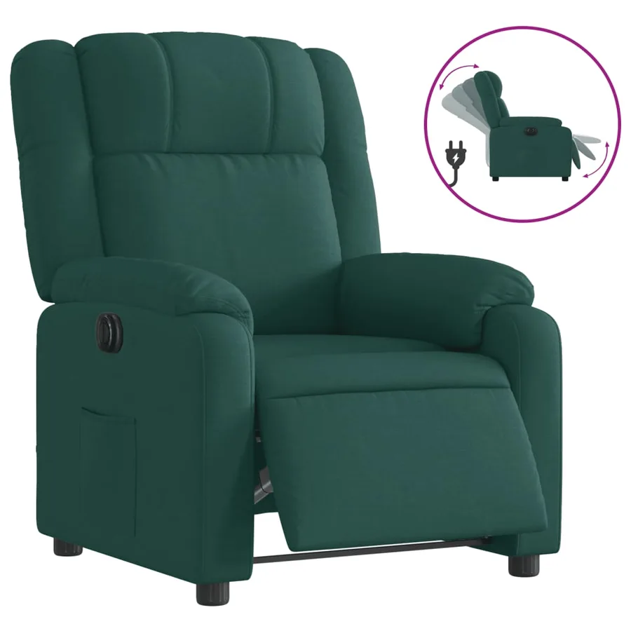 Fauteuil inclinable électrique Vert foncé Tissu - 2