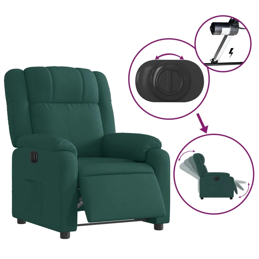 Fauteuil inclinable électrique Vert foncé Tissu - 6