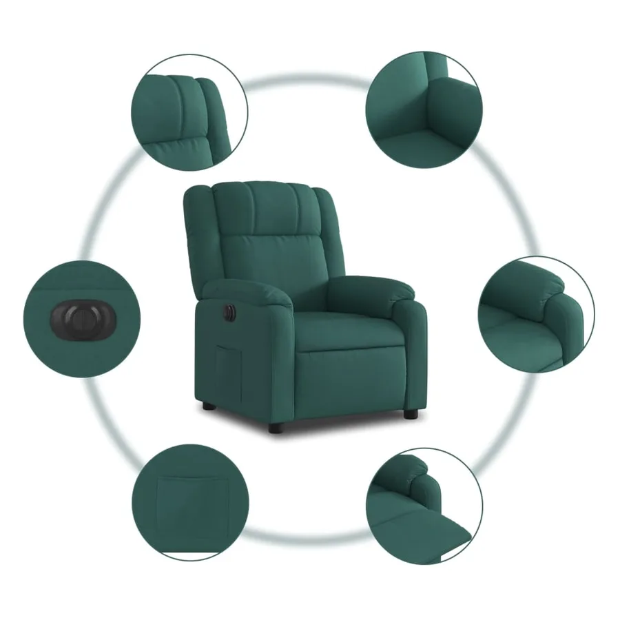 Fauteuil inclinable électrique Vert foncé Tissu - 8