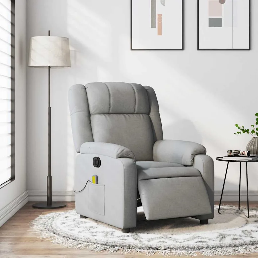 Fauteuil de massage inclinable électrique gris clair tissu - 16
