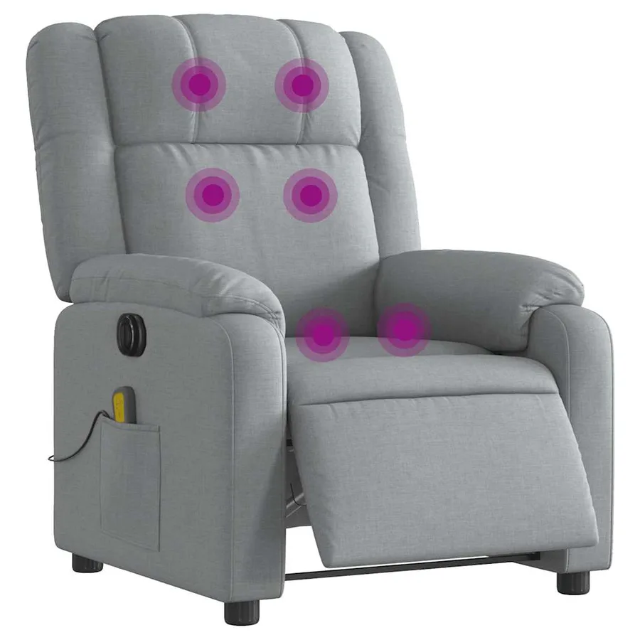 Fauteuil de massage inclinable électrique gris clair tissu - 3