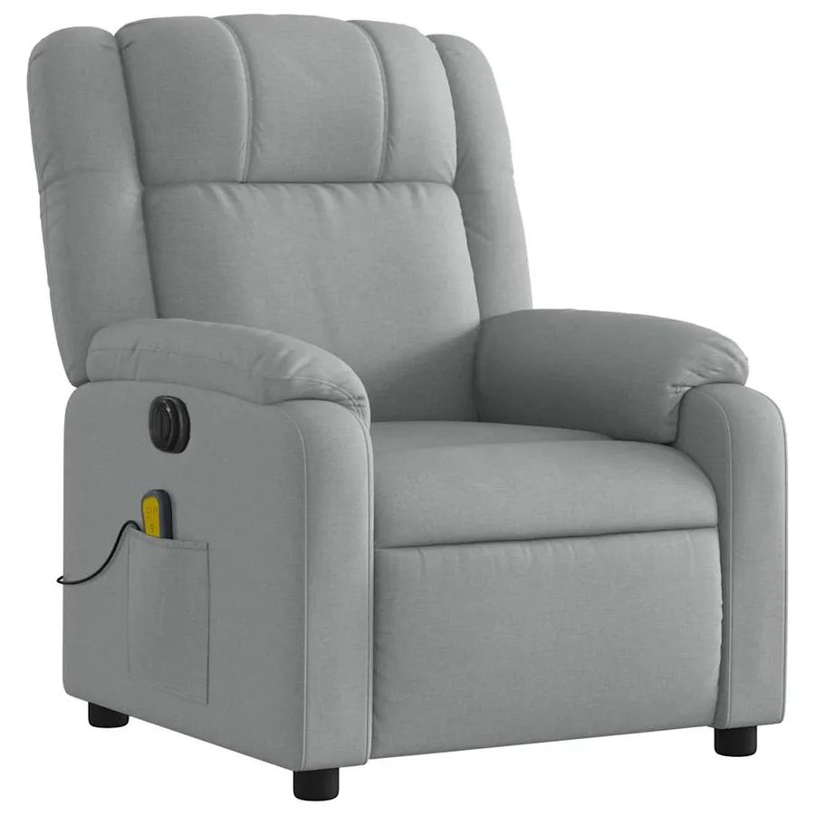 Fauteuil de massage inclinable électrique gris clair tissu - 4