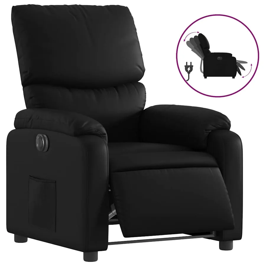 Fauteuil inclinable électrique Noir Similicuir - 2
