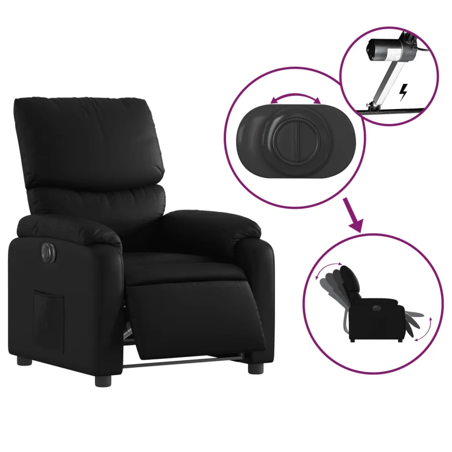 Fauteuil inclinable électrique Noir Similicuir - 6
