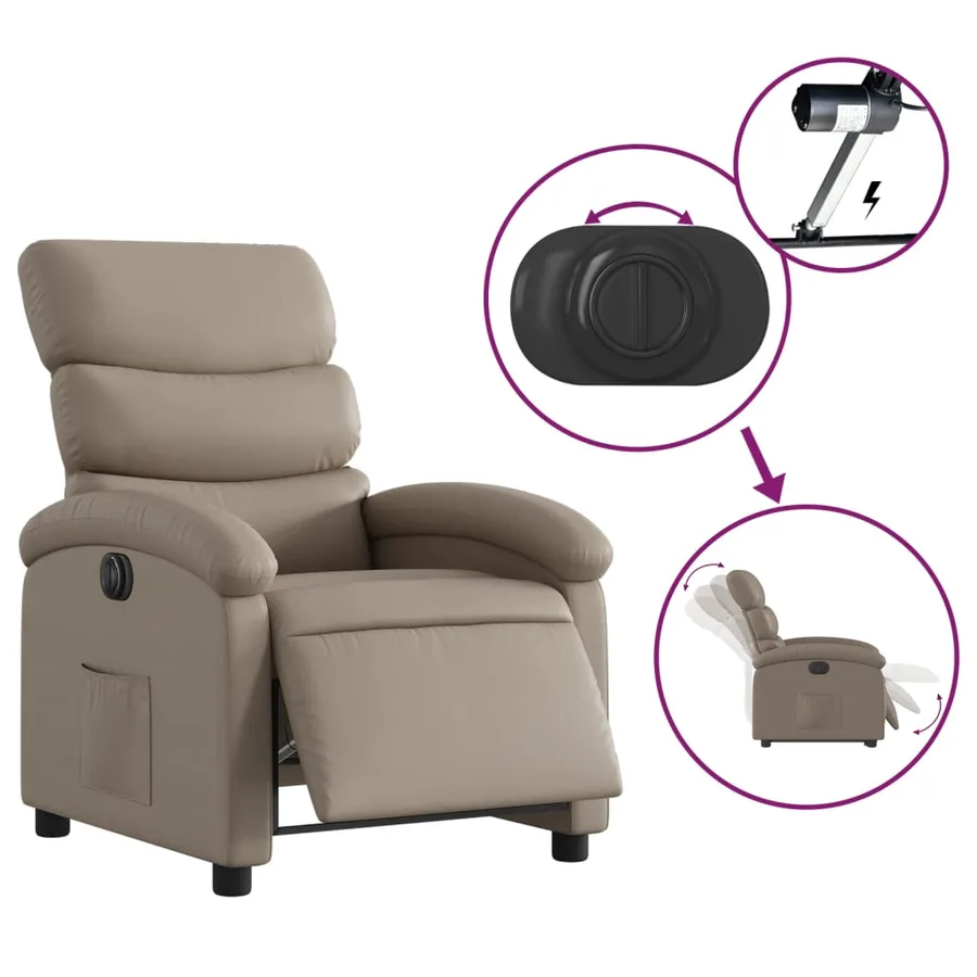 Fauteuil inclinable électrique Cappuccino Similicuir - 6