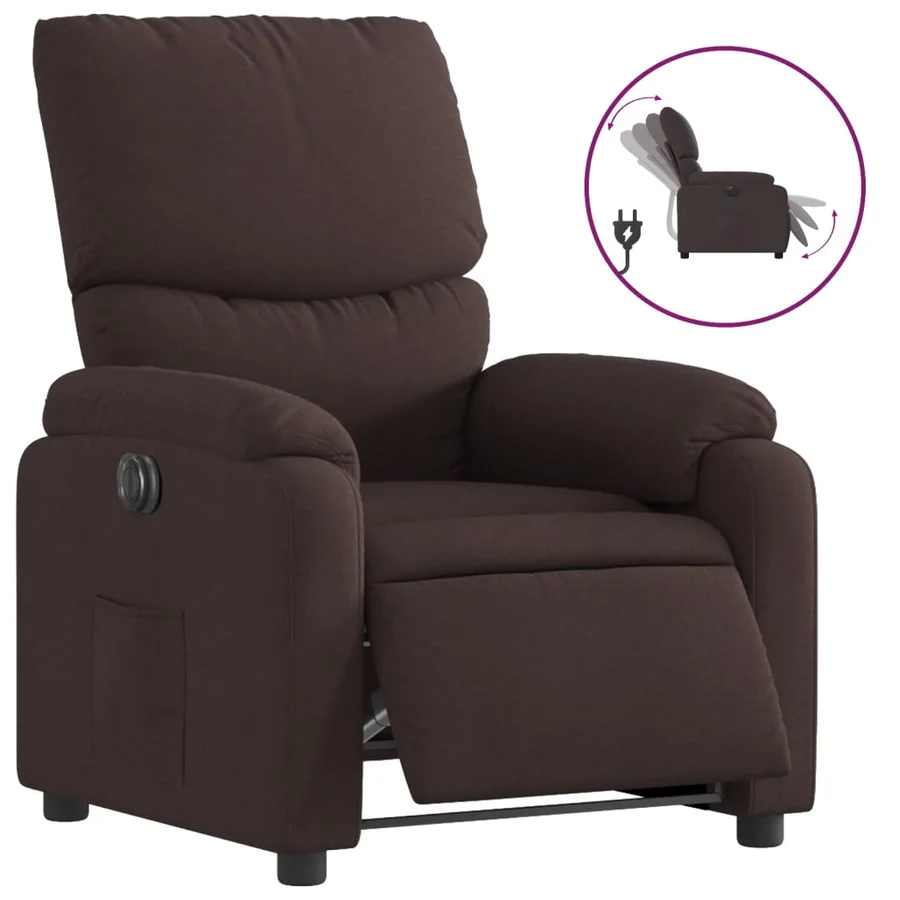 Fauteuil inclinable électrique Marron foncé Tissu - 2