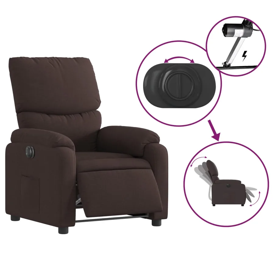 Fauteuil inclinable électrique Marron foncé Tissu - 6