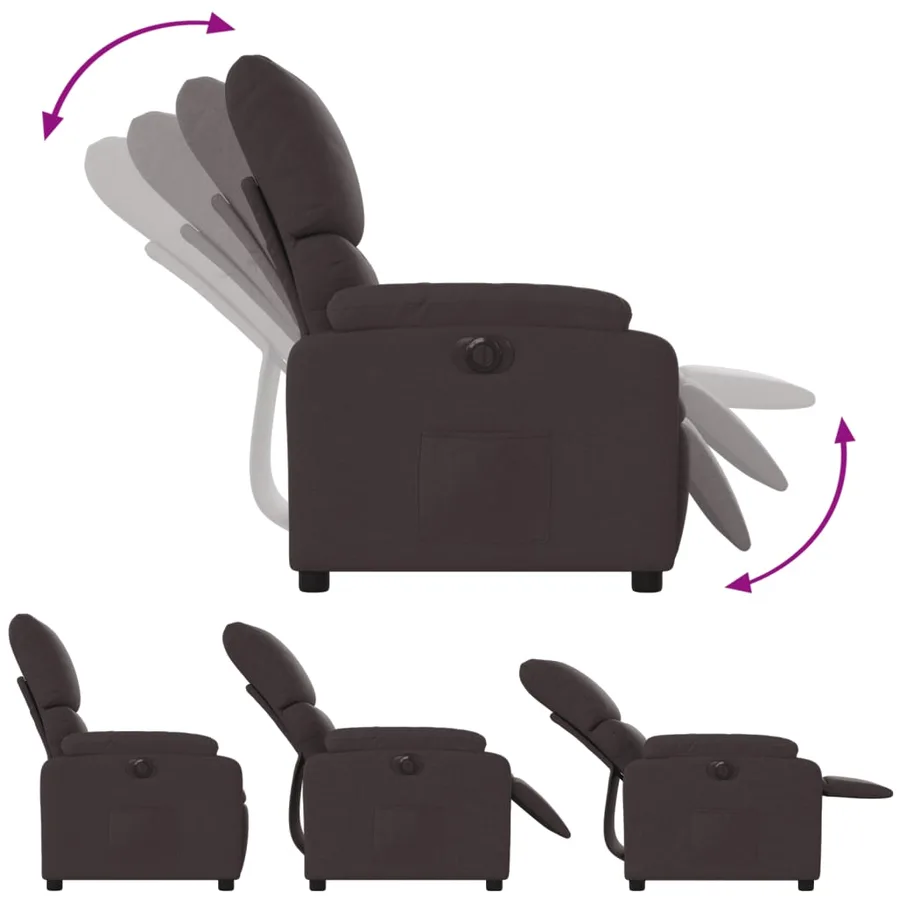 Fauteuil inclinable électrique Marron foncé Tissu - 7