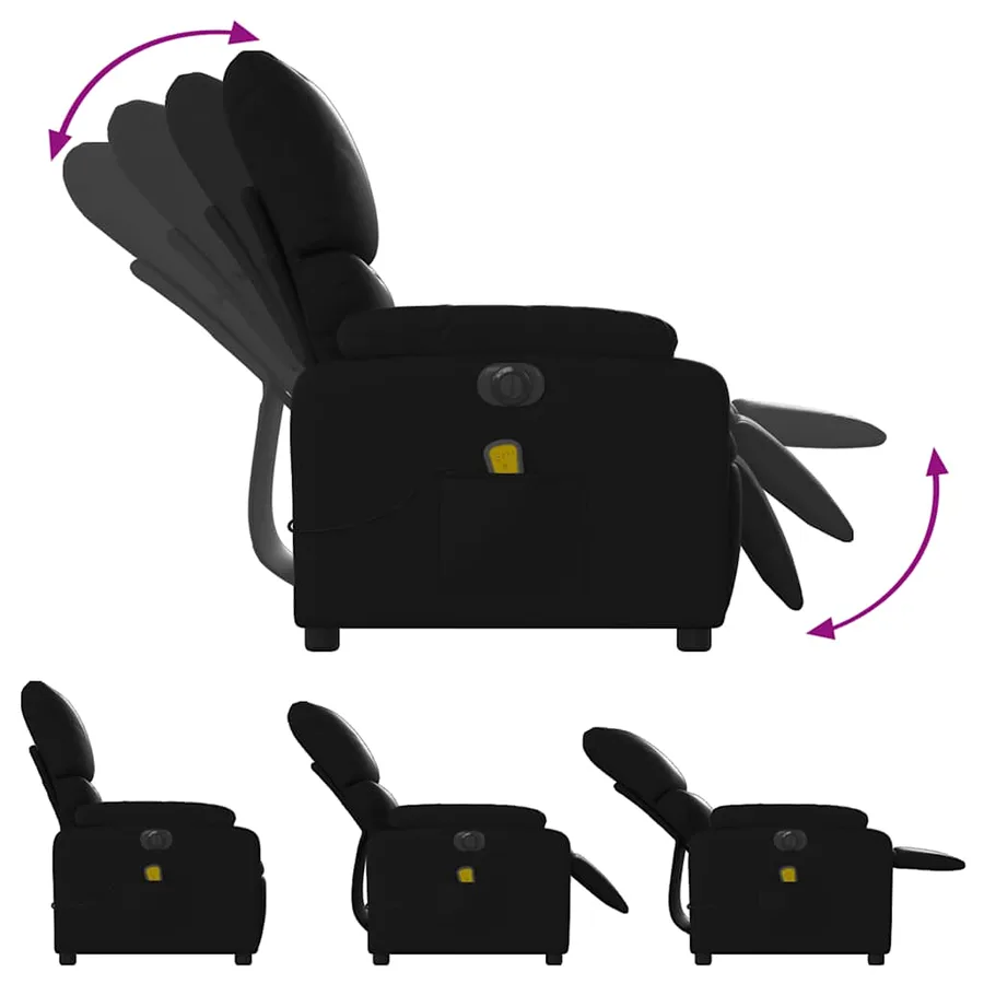 Fauteuil de massage inclinable électrique noir similicuir - 7