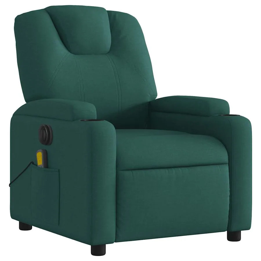 Fauteuil de massage inclinable électrique Vert foncé Tissu - 4