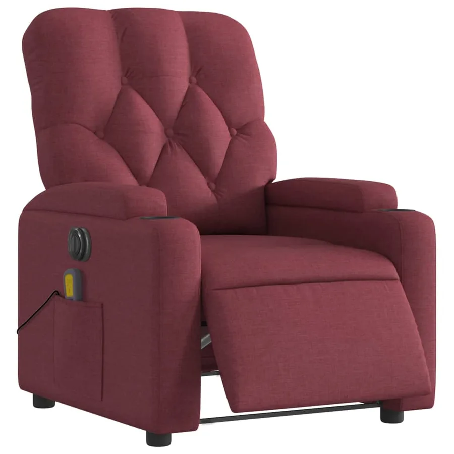 Fauteuil de massage inclinable électrique Rouge bordeaux Tissu - 3