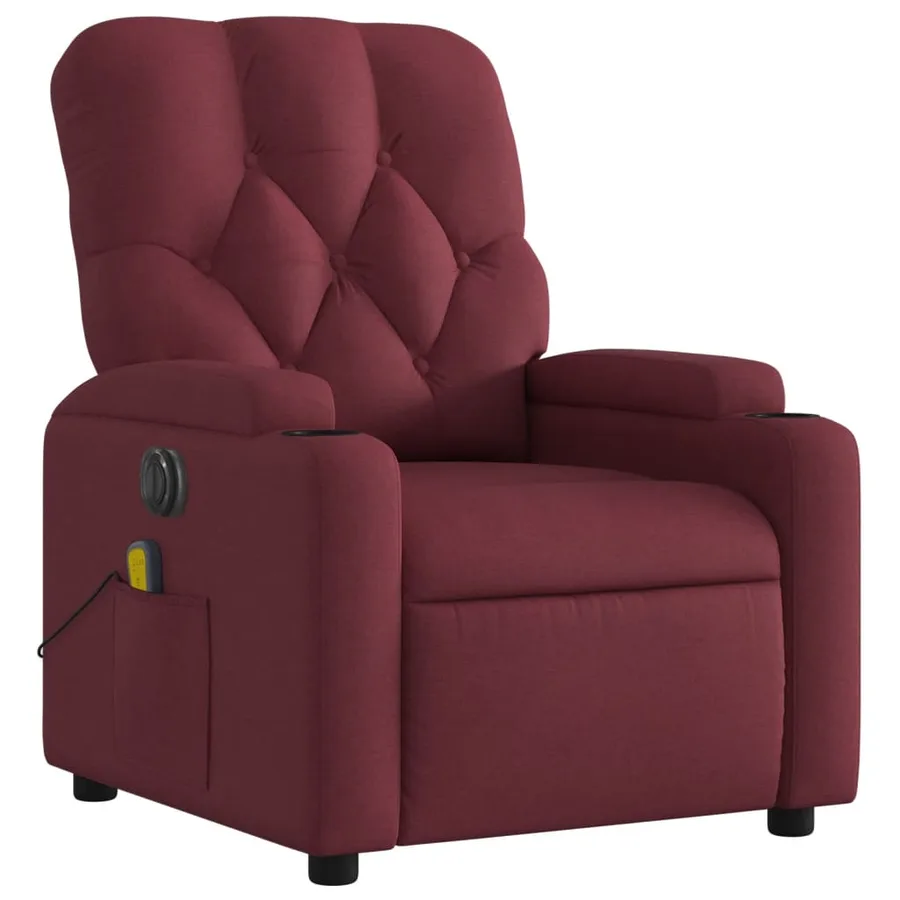 Fauteuil de massage inclinable électrique Rouge bordeaux Tissu - 4