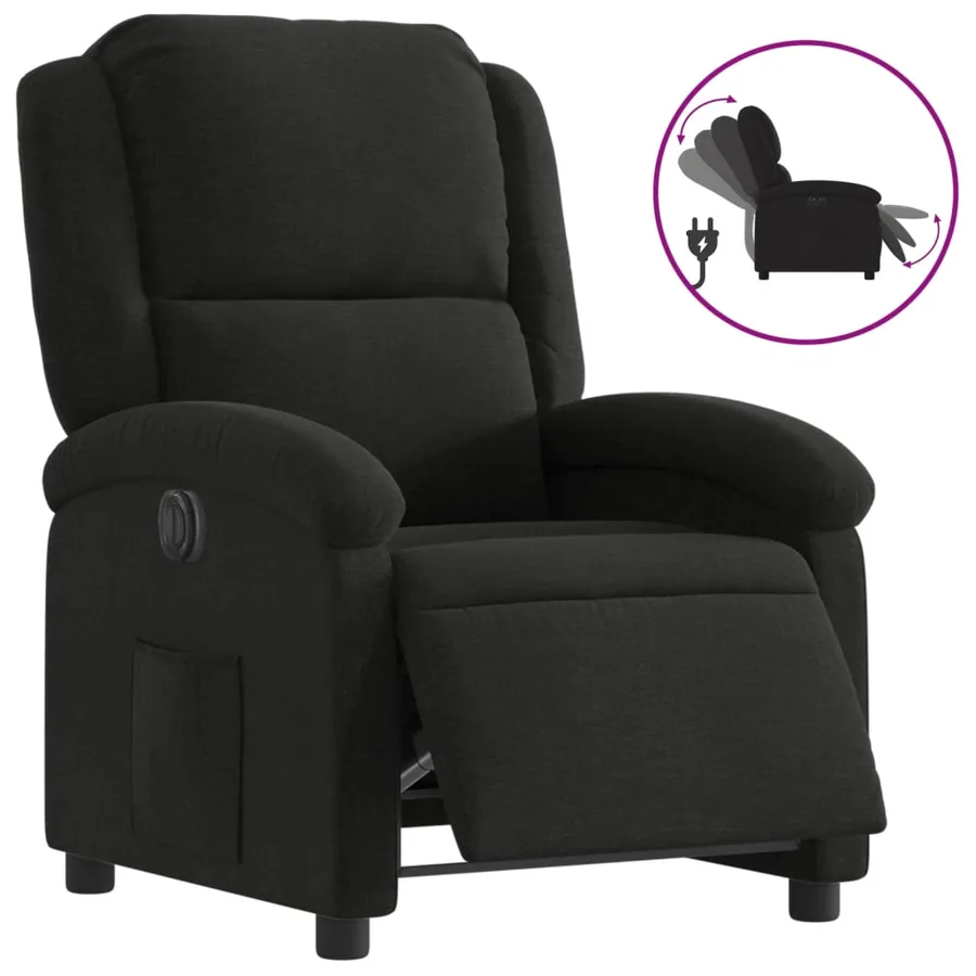 Fauteuil inclinable électrique Noir Tissu - 2