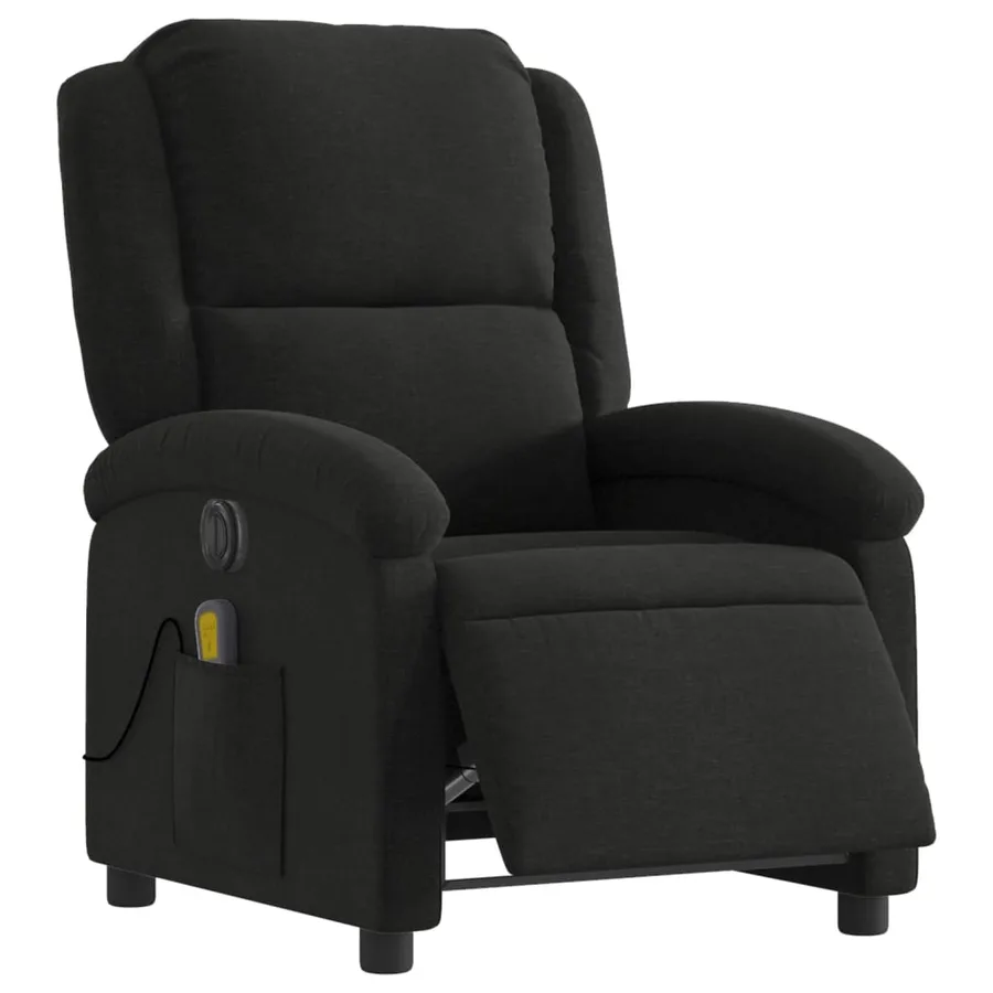Fauteuil de massage inclinable électrique Noir Tissu - 3