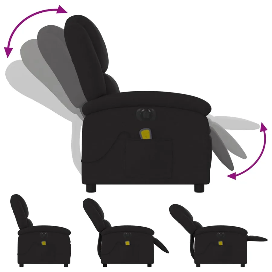 Fauteuil de massage inclinable électrique Noir Tissu - 7