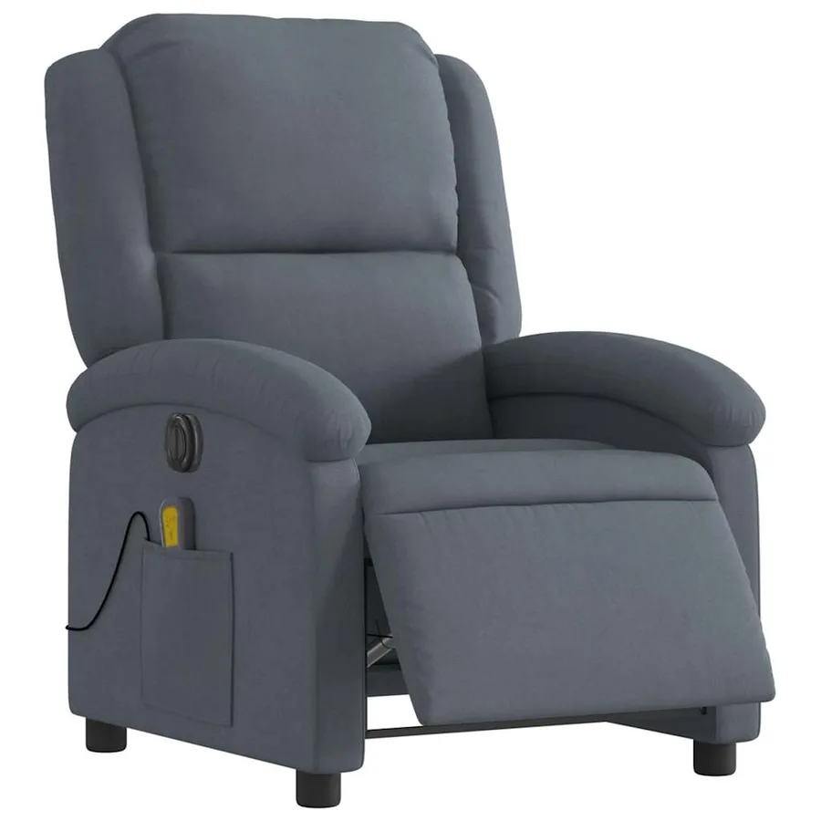 Fauteuil inclinable de massage électrique gris foncé velours - 3