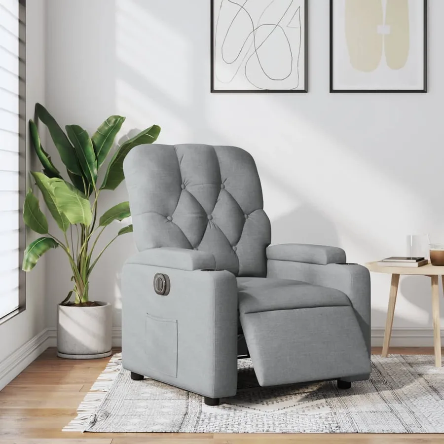 Fauteuil inclinable électrique Gris clair Tissu - 15
