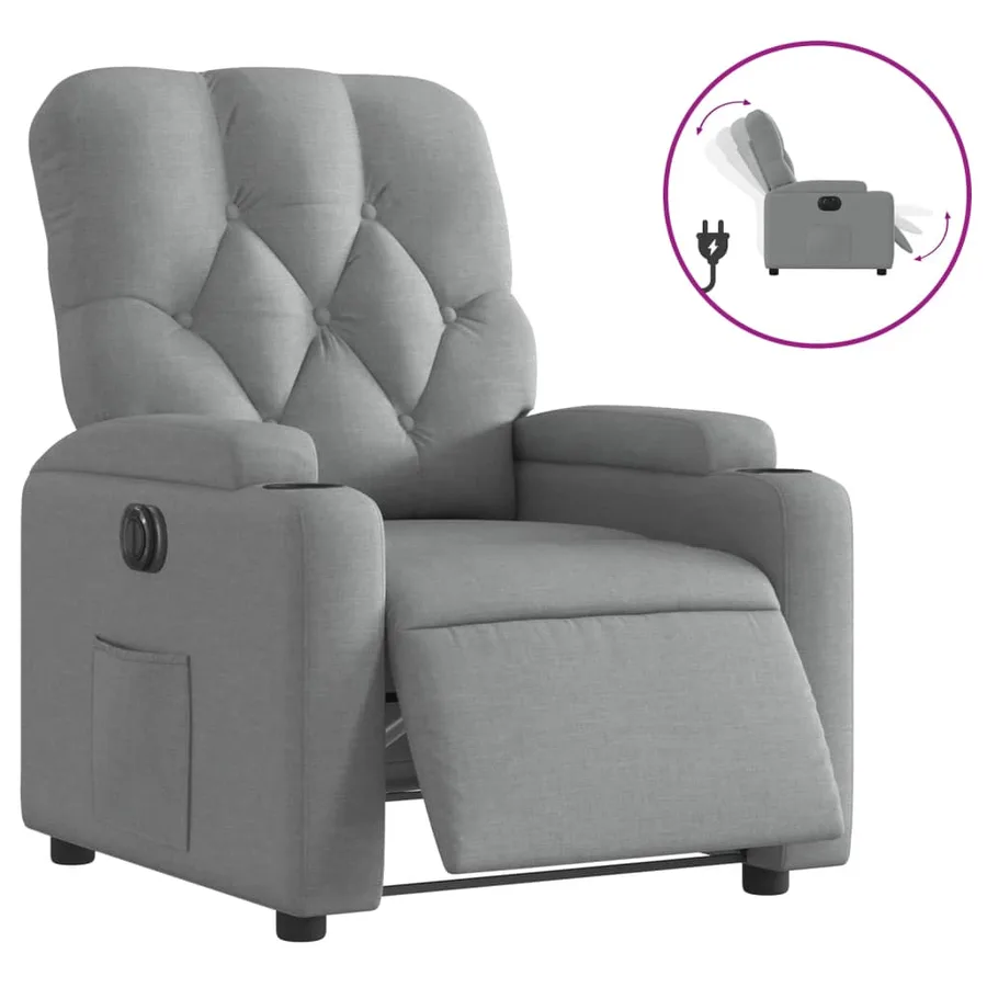 Fauteuil inclinable électrique Gris clair Tissu - 2