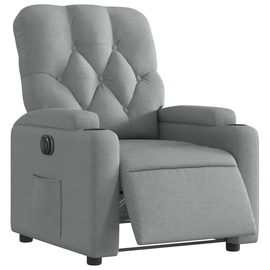 Fauteuil inclinable électrique Gris clair Tissu - 3