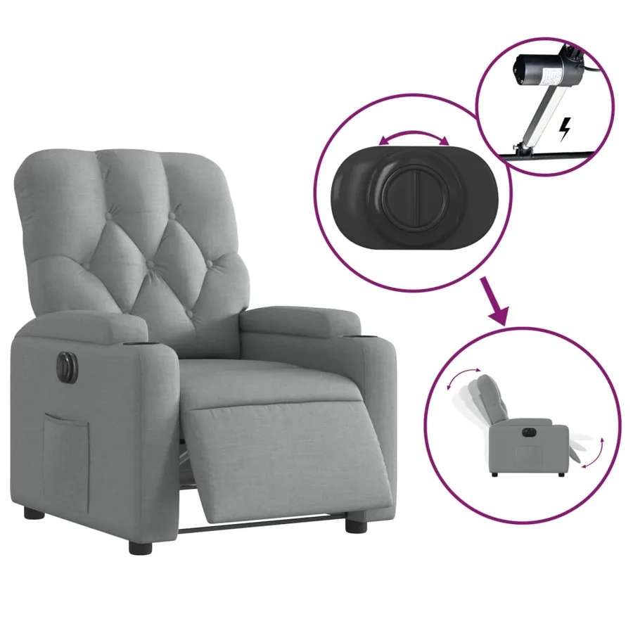Fauteuil inclinable électrique Gris clair Tissu - 6