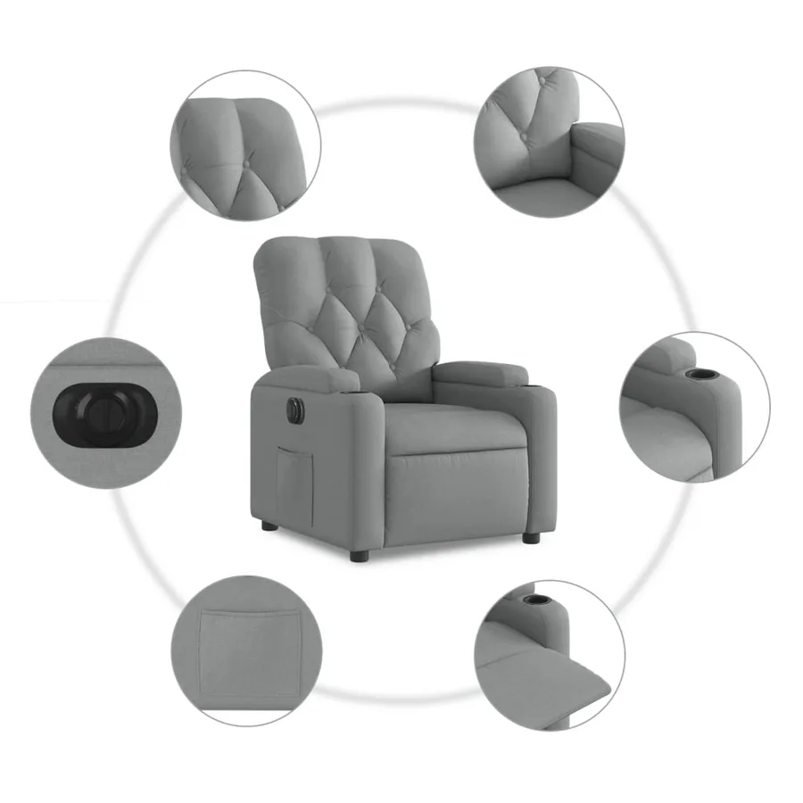 Fauteuil inclinable électrique Gris clair Tissu - 8
