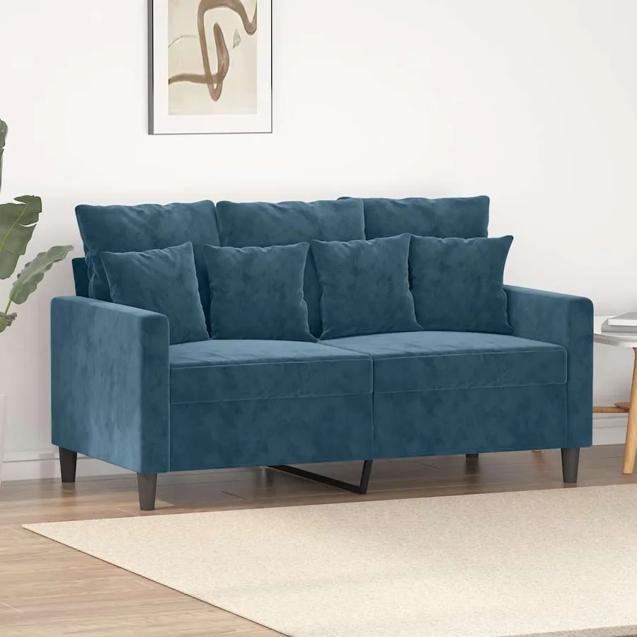 Canapé à 2 places Bleu 120 cm Velours