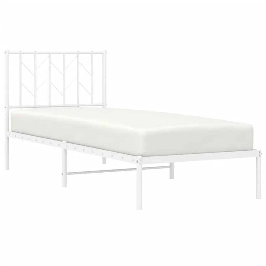Cadre de lit métal sans matelas avec tête de lit blanc 80x200cm - 3