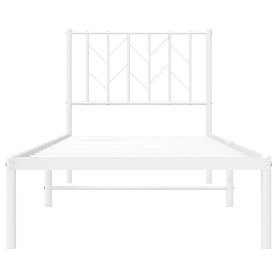 Cadre de lit métal sans matelas avec tête de lit blanc 80x200cm - 5