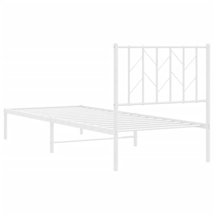 Cadre de lit métal sans matelas avec tête de lit blanc 80x200cm - 7