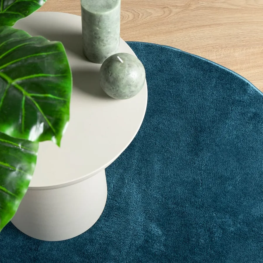 Tapis OVIEDO à poils courts turquoise Ø 200 cm - 7