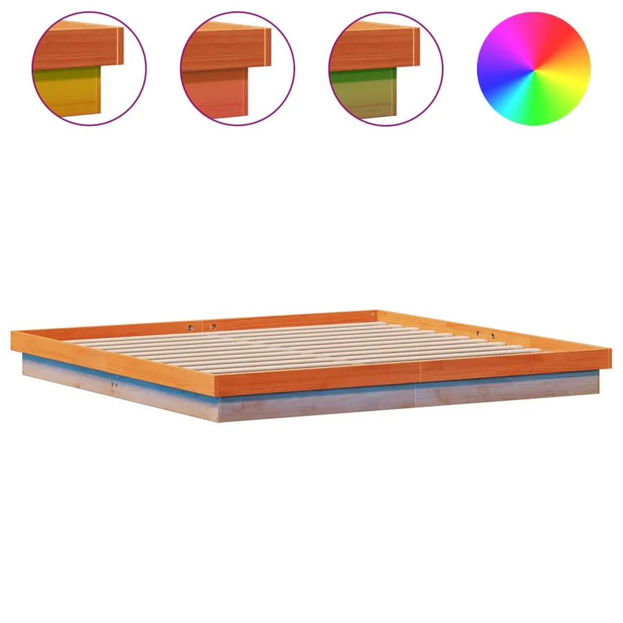 Cadre de lit à LED sans matelas 200x200 cm bois massif - 2