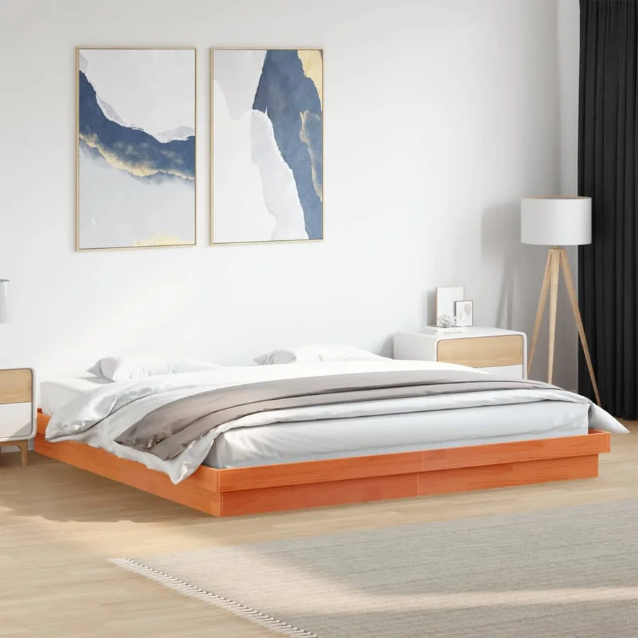 Cadre de lit à LED sans matelas 200x200 cm bois massif - 3