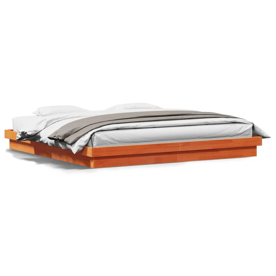 Cadre de lit à LED sans matelas 200x200 cm bois massif - 4
