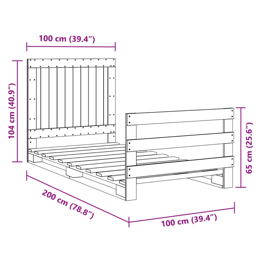 Cadre de lit sans matelas avec tête de lit 100x200 cm - 11