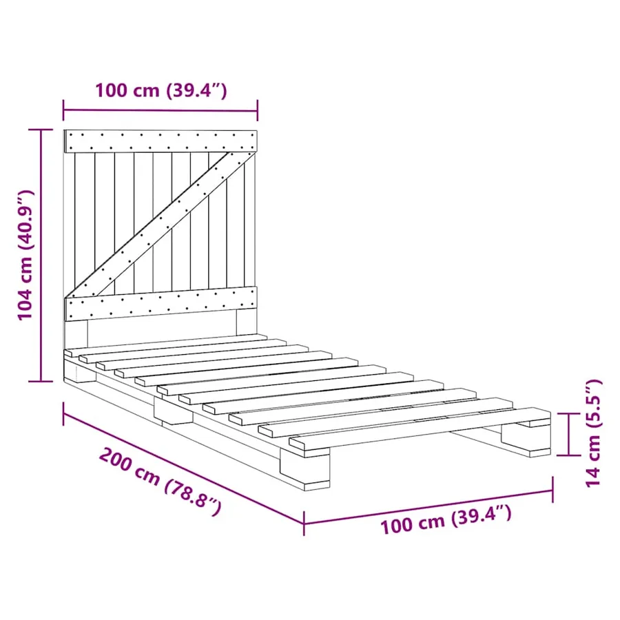 Cadre de lit sans matelas avec tête de lit 100x200 cm - 11