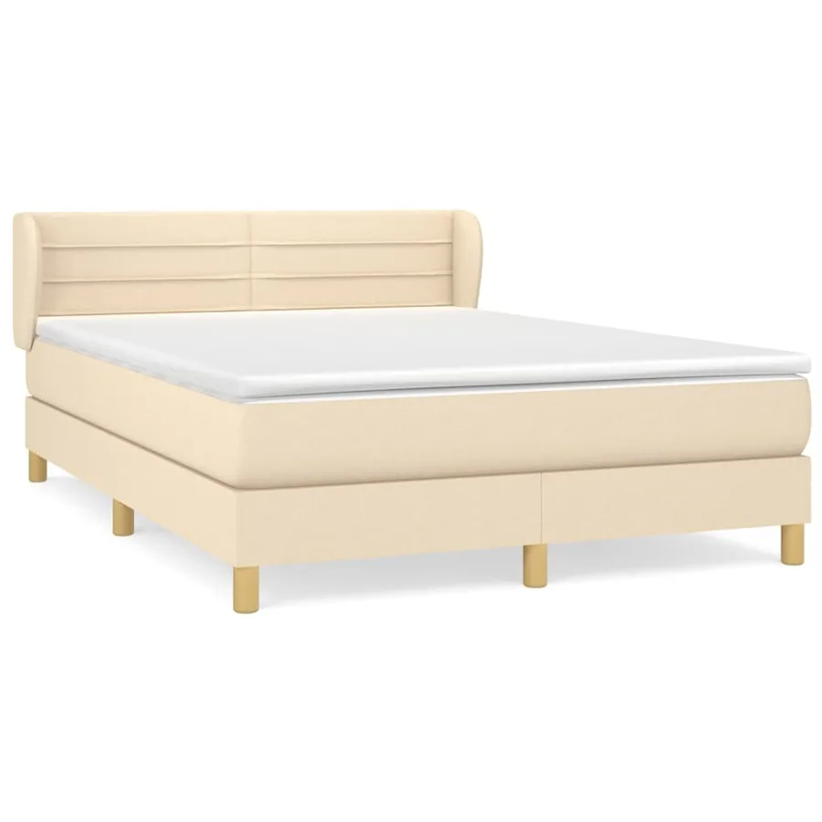 Sommier à lattes de lit avec matelas Crème 140x190 cm Tissu - 2