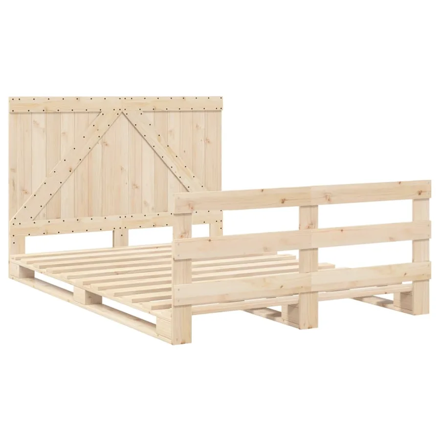 Cadre de lit sans matelas avec tête de lit bois massif - 3