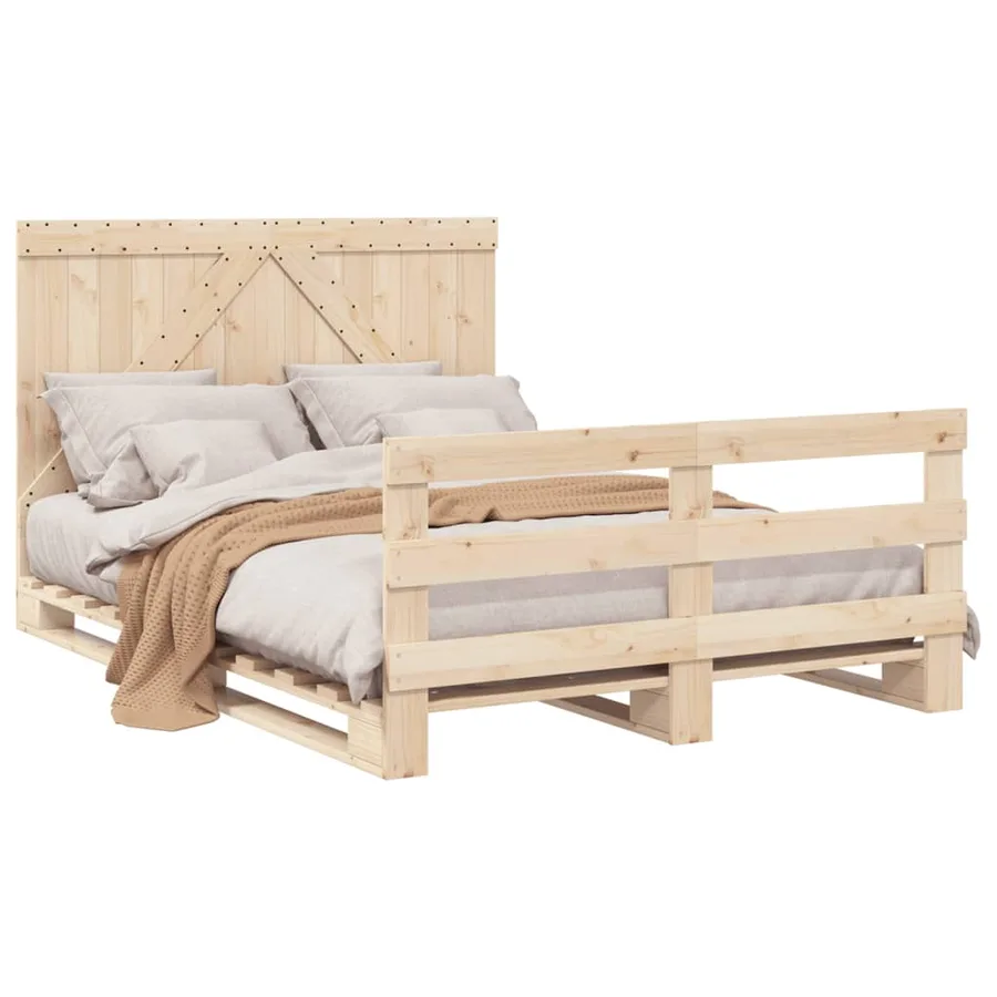Cadre de lit sans matelas avec tête de lit bois massif - 4