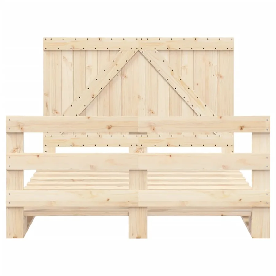 Cadre de lit sans matelas avec tête de lit bois massif - 5