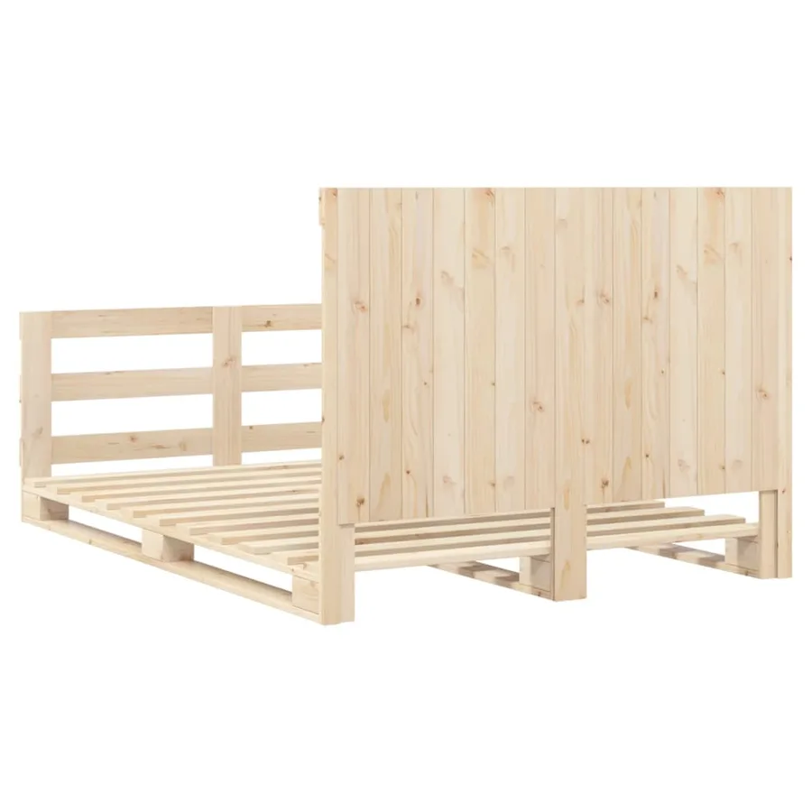 Cadre de lit sans matelas avec tête de lit bois massif - 9