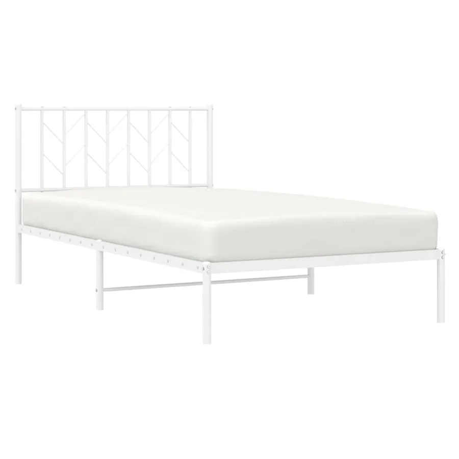Cadre de lit métal sans matelas et tête de lit blanc 107x203 cm - 3