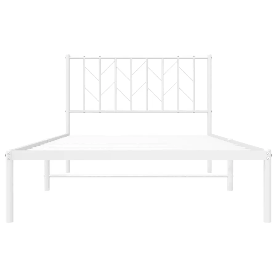 Cadre de lit métal sans matelas et tête de lit blanc 107x203 cm - 5