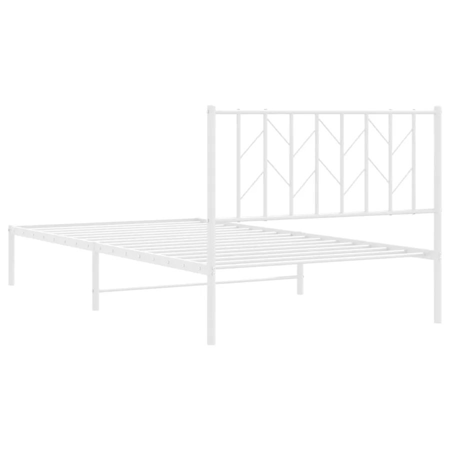 Cadre de lit métal sans matelas et tête de lit blanc 107x203 cm - 7