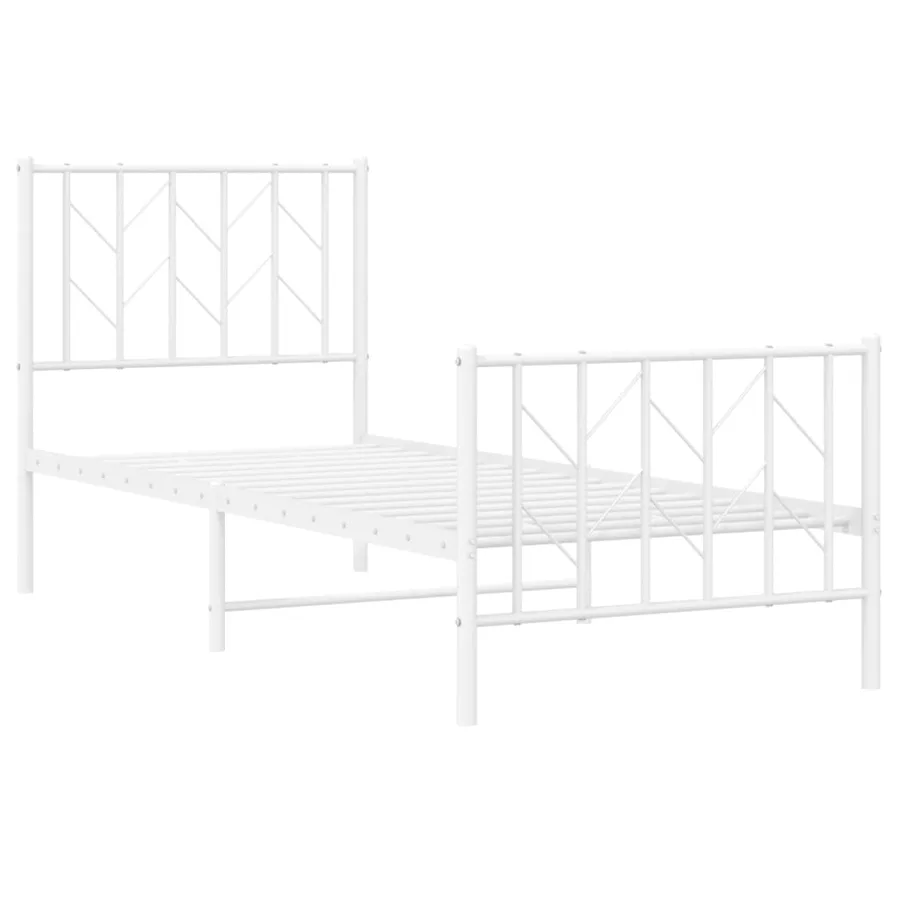 Cadre de lit métal sans matelas avec pied de lit blanc 75x190cm - 4