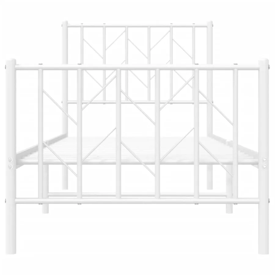 Cadre de lit métal sans matelas avec pied de lit blanc 75x190cm - 5