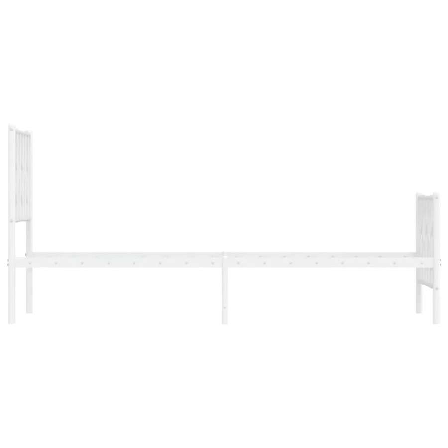 Cadre de lit métal sans matelas avec pied de lit blanc 75x190cm - 6