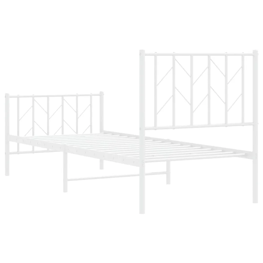 Cadre de lit métal sans matelas avec pied de lit blanc 75x190cm - 7